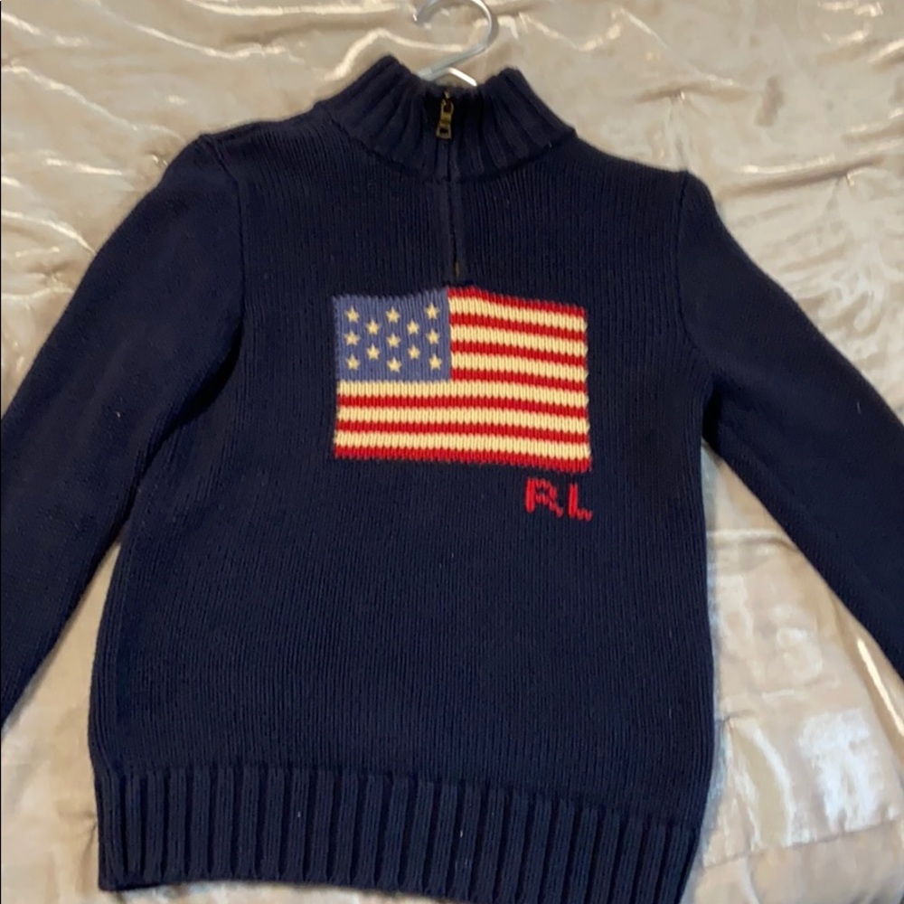 Ralph Lauren Boys Navy Flag Sweater